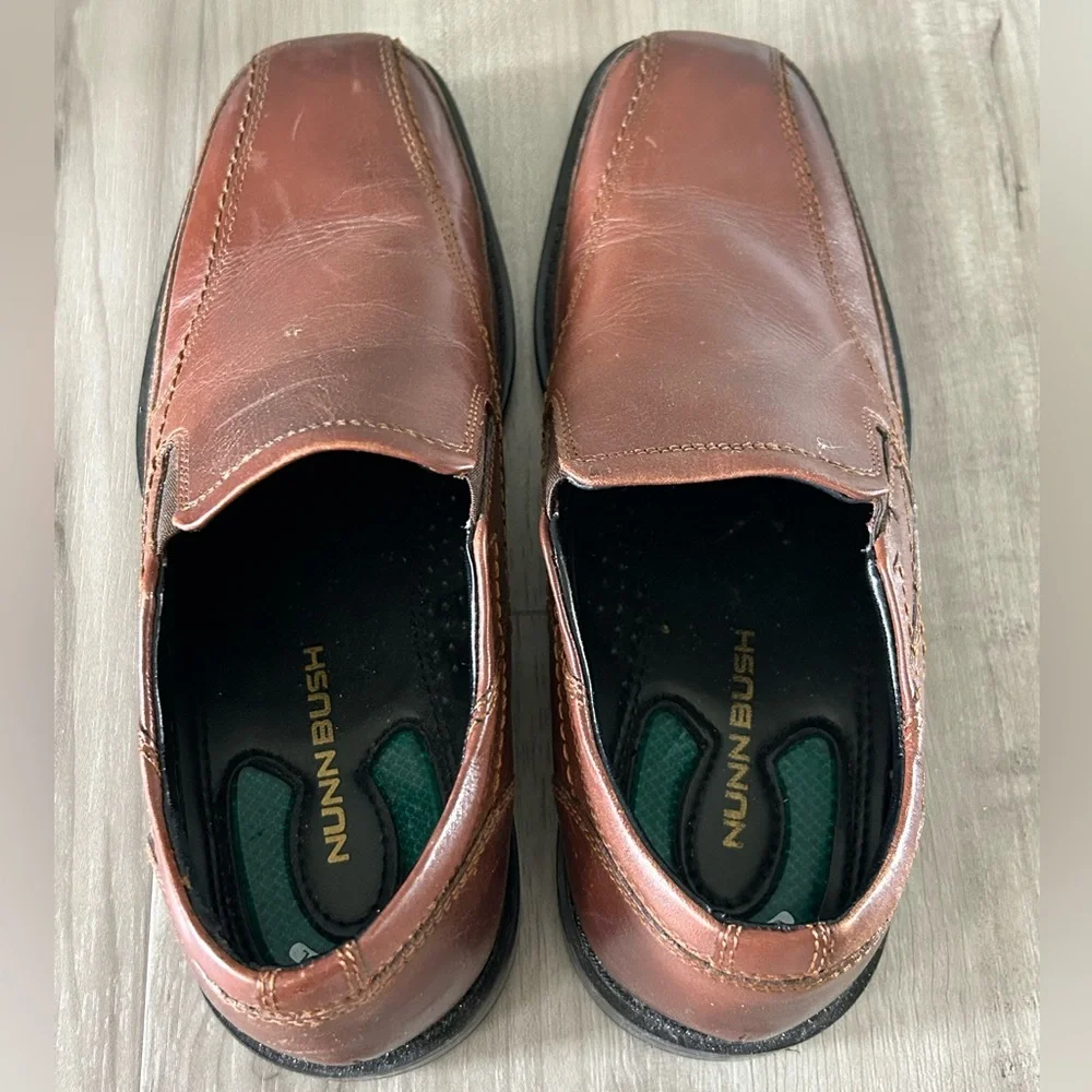Nunn Bush Brown Leather Slip On Dress Shoe Men’s Size 8